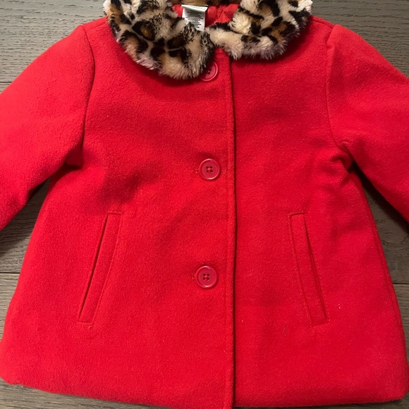 Little me red designers winter pea coat 12-18M NWT - Picture 3 of 4